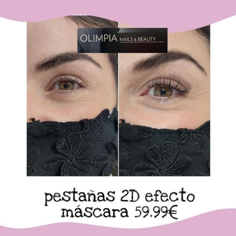 Antes y despues pestañas 2D efecto mascara